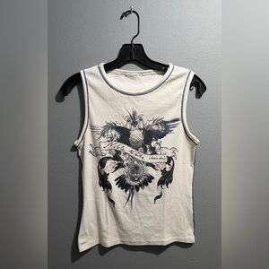 Marc Cain White Tank Top with Black Graphic